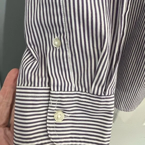 Chaps Purple and White Mens M Striped Casual Shirt - Picture 5 of 6